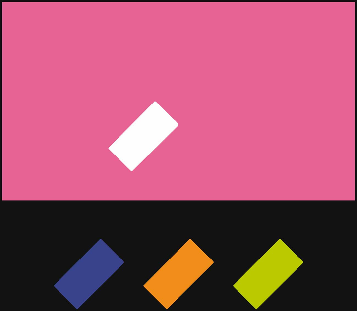 Gosh palette study: a dominant colour field, a diagonal rectangular form and three supporting diagonal swatches.