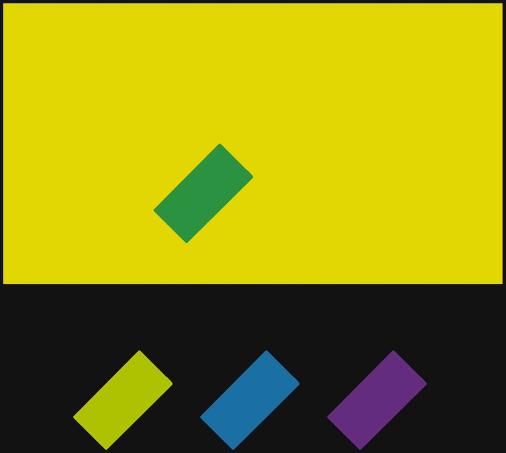 I Know There’s Gonna Be (Good Times) palette study: a dominant colour field, a diagonal rectangular form and three supporting diagonal swatches.