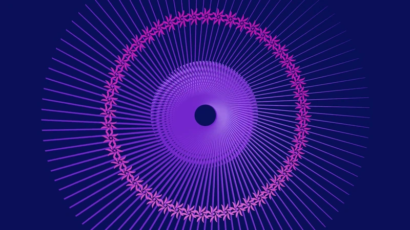 Apricots: Violet radial line fields and magenta floral geometry.