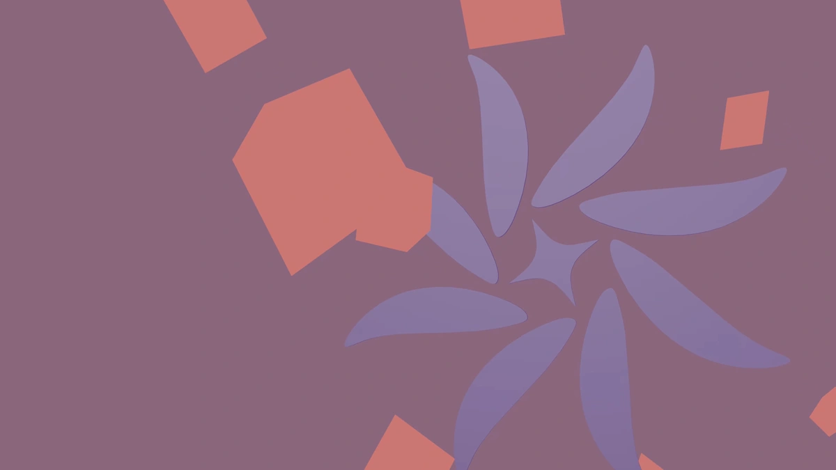 Dusty pink and mauve geometric fields with pale floral forms