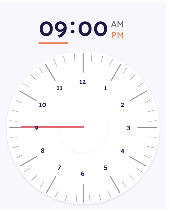 Clock-style time picker from the previous Consensus Sleep Diary reference